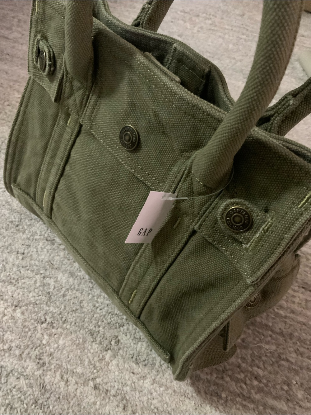 GAP BAG Small Canvas Five Pocket Tote Olive Green GAP mini 5 pocket tote